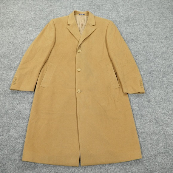 Ralph Lauren Overcoat Men 42R Brown Wool Cashmere Dallas Amicale Long Coat - Picture 1 of 16